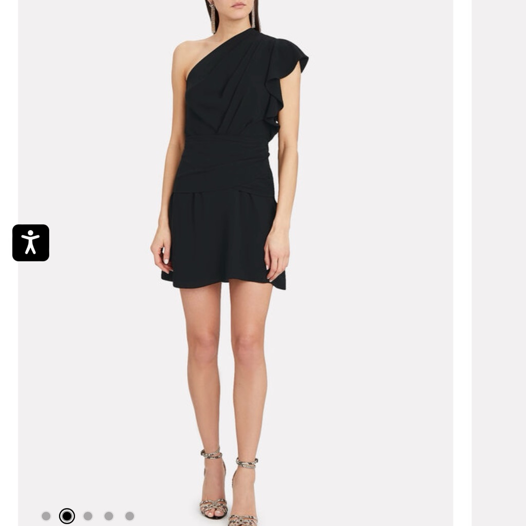 Iro Black One-Shoulder Ruffle Mini Dress